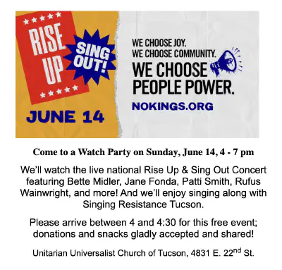 Rise Up & Sing Out Watch Party